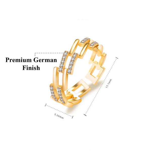 Diamond chain gold plated New finger ring - Adjustable