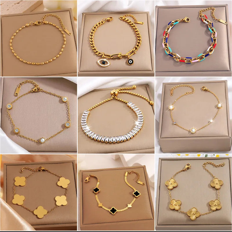 Simple Style Four Leaf Clover Solid Color 304 Bracelets In