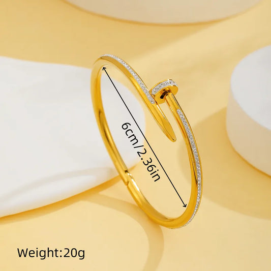 Truetarnish Nail Bangle with Rhinestones 18K Gold Plated