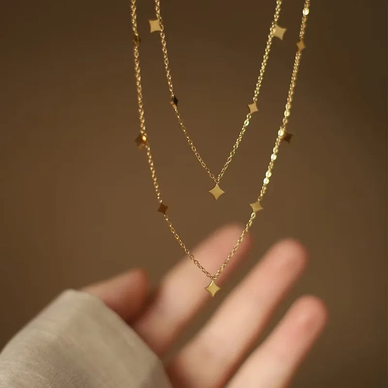 Star 304 Stainless Steel 18K Gold Plated Multi Charms Necklace