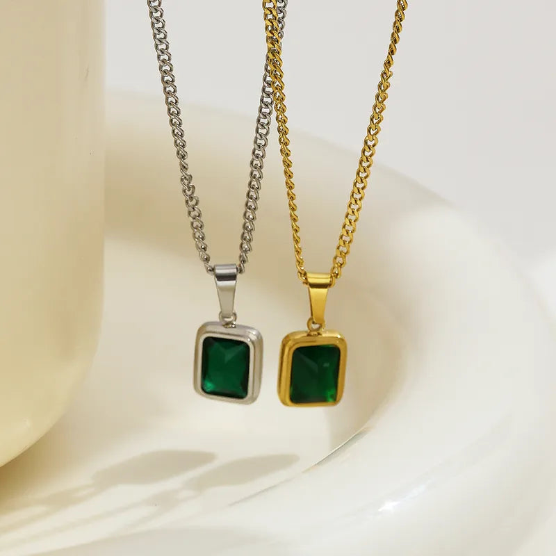 Jewelry Retro Luxurious stainless Silver Necklaces Green