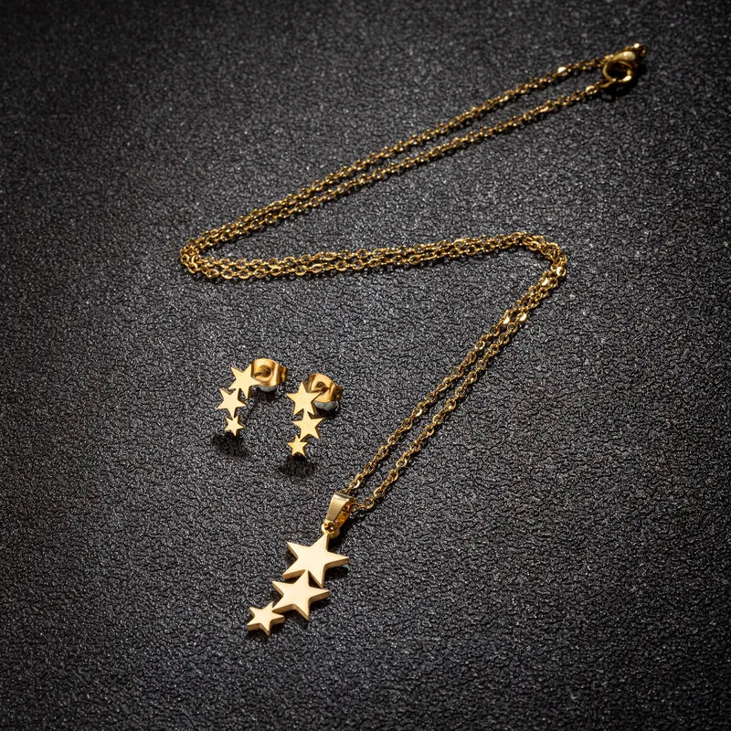 Commute Star Flower Notes 201 Stainless Steel 18K Gold Plated Stainless Steel Sets