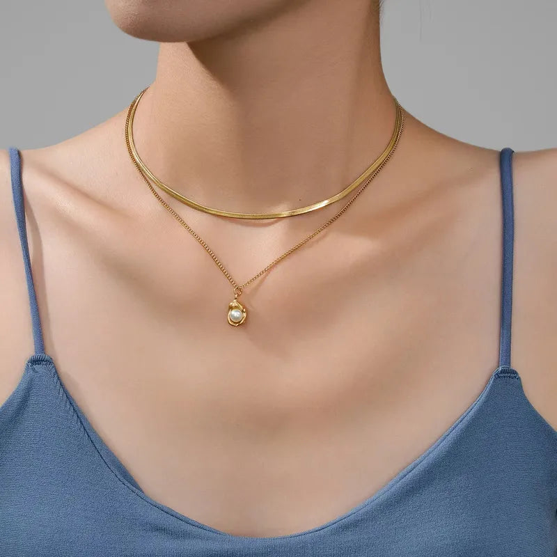 Freshwater Pearl Necklace set 18k gold plated