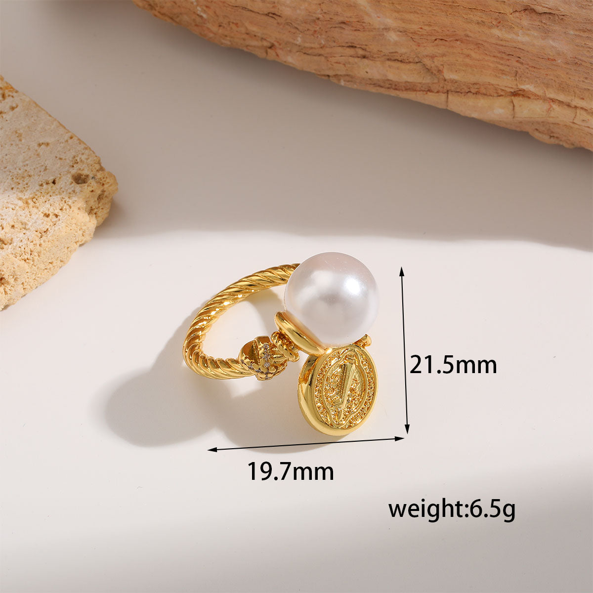 18K Gold Plated pearl Ring