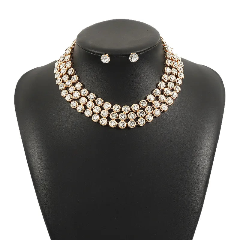 Three layer of Rhinaestones with A stud set