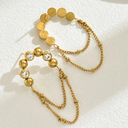 Truetarnish Vintage 18K Gold Plated Diamond Chain Earring