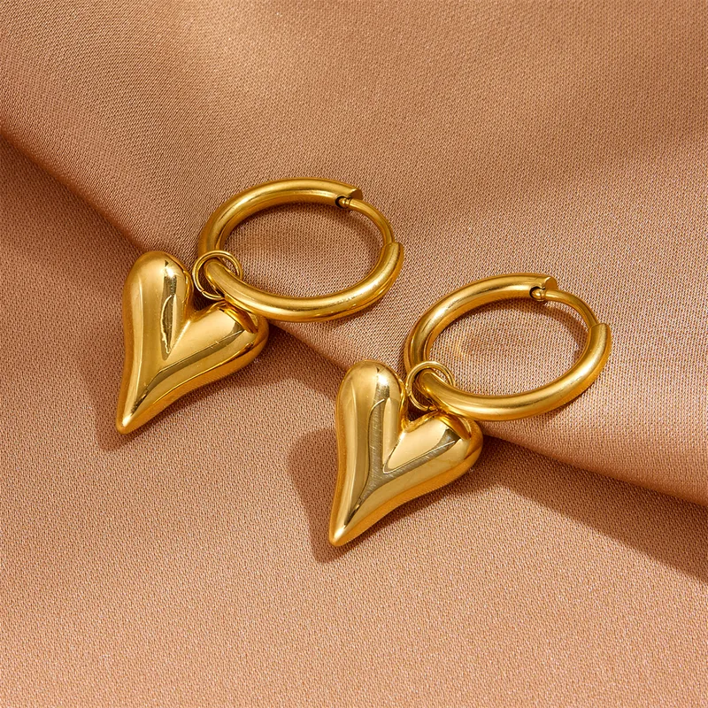 18k Gold Plated Classic Heart Shape Zircon Necklace Earring Set
