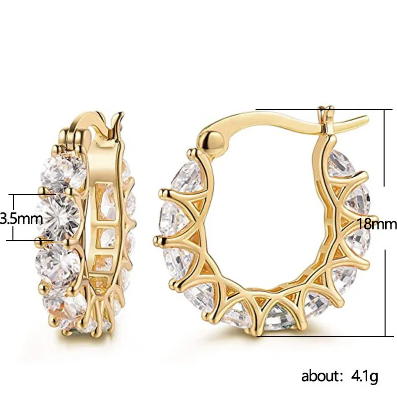 fashion full inlaid zircon copper lace earrings u-shaped earrings