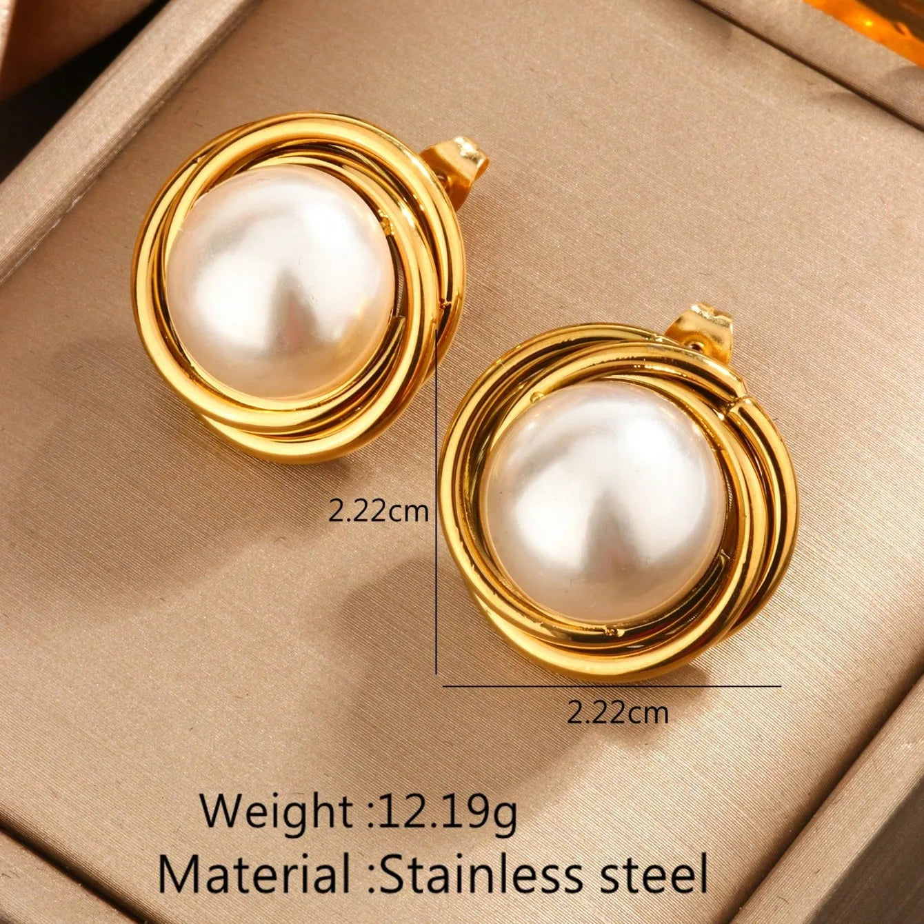 Elegant Baroque Style Round Heart Pearl Plating Inlay 304 Stainless Steel 18K Gold Plated Studs