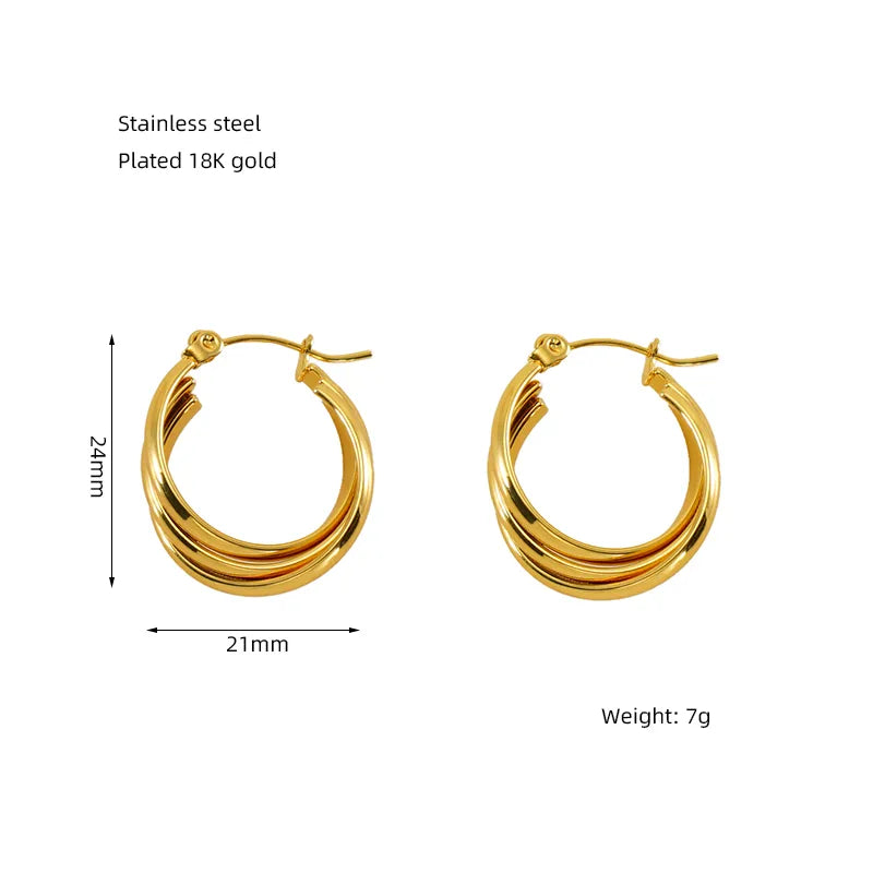 Elegant round Shape Plating Titanium   8K Gold Plated Earrings