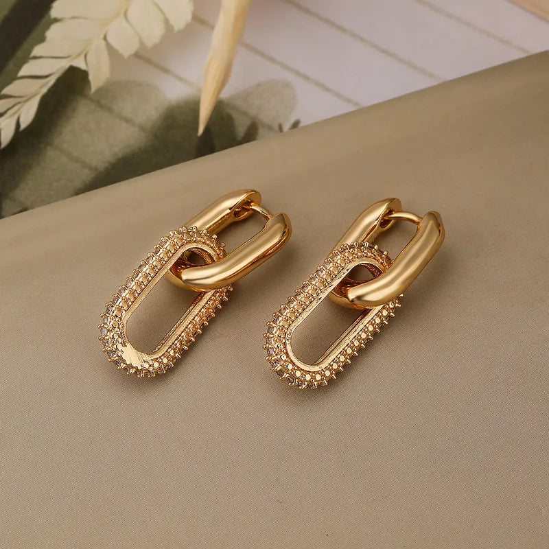 Truetarnish Huggies 18k gold plated drop earrings