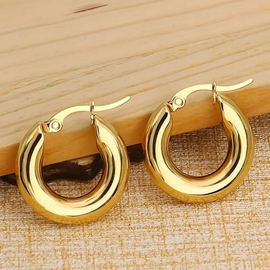 Truetarnish Round Gold Earrings Antitarnish | Waterproof