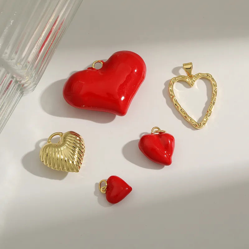 Big Heart 25.3MM Hole 18K Gold Plated Heart Shape Polished Pendant