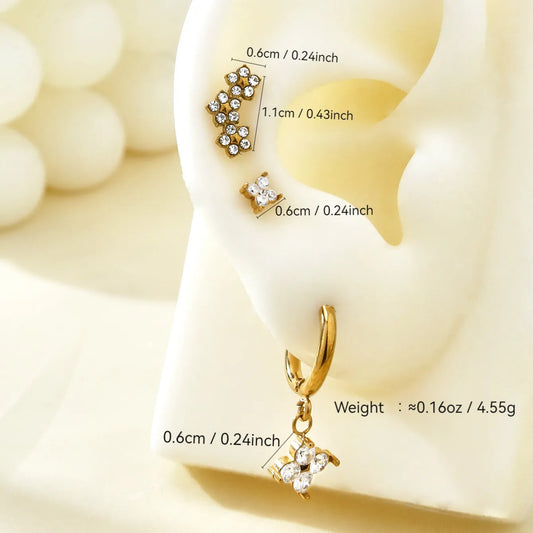 Truetarnish Floral Ear Stud 3 piece Set