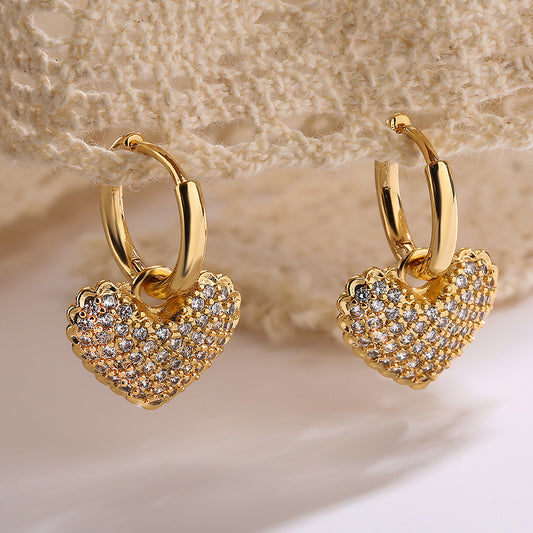Truetarnish Best Seller Heart Diamond 18k Gold plating earrings