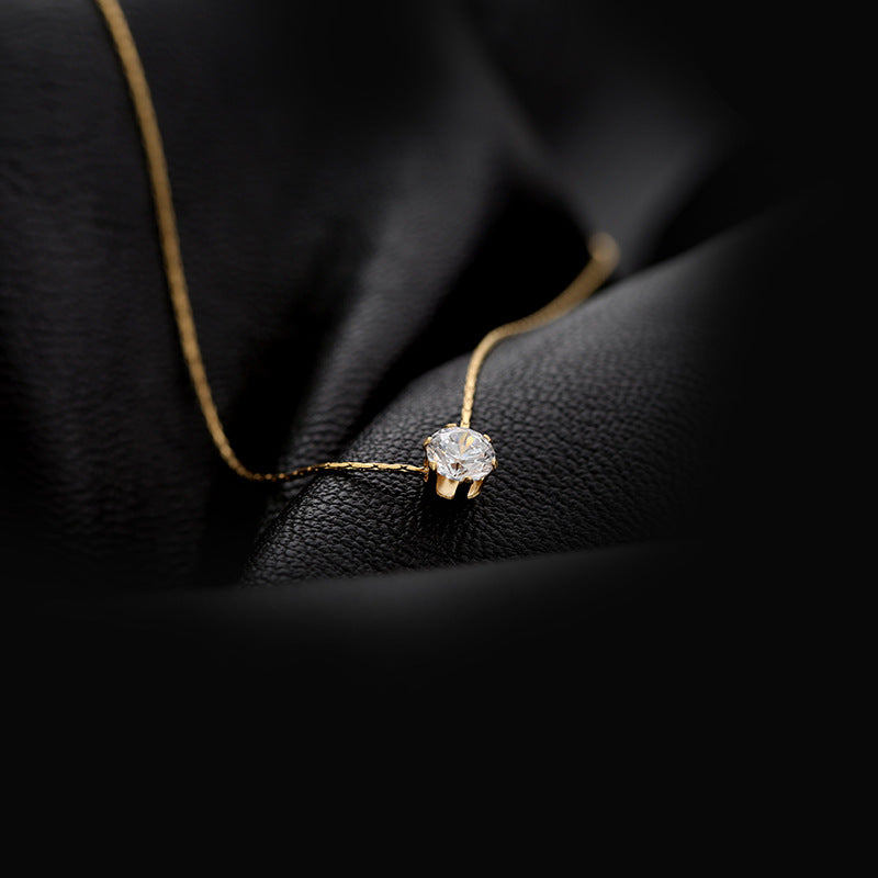 New Korean Style One Artificial Rhinestones Diamond Necklace 18K Gold Plated Necklace