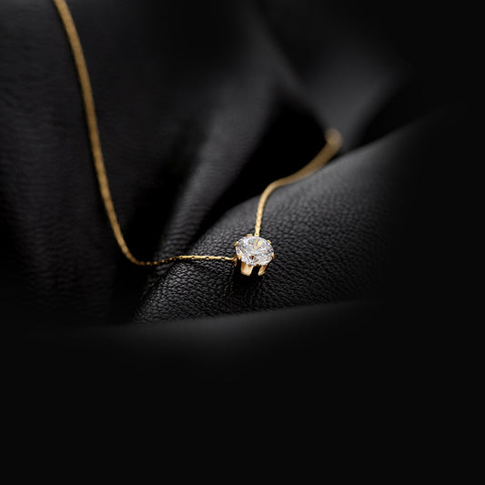 New Korean Style One Artificial Rhinestones Diamond Necklace 18K Gold Plated Necklace