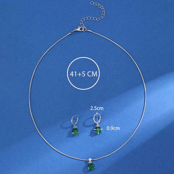 Truetarnish Anti-Tarnish Blue Crystal Necklace & Earring silver set
