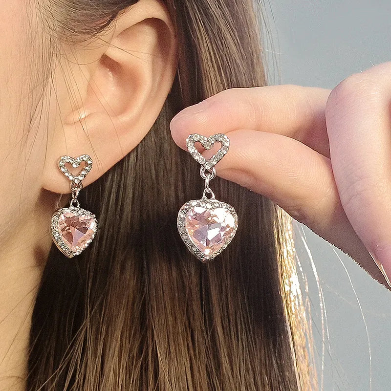 Pink Heart Diamond Earring