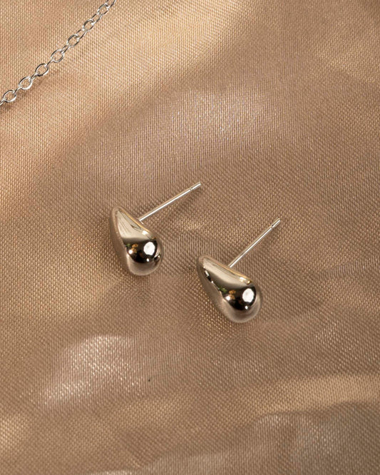 Small Water Droplets Plating  Ear studs - Silver