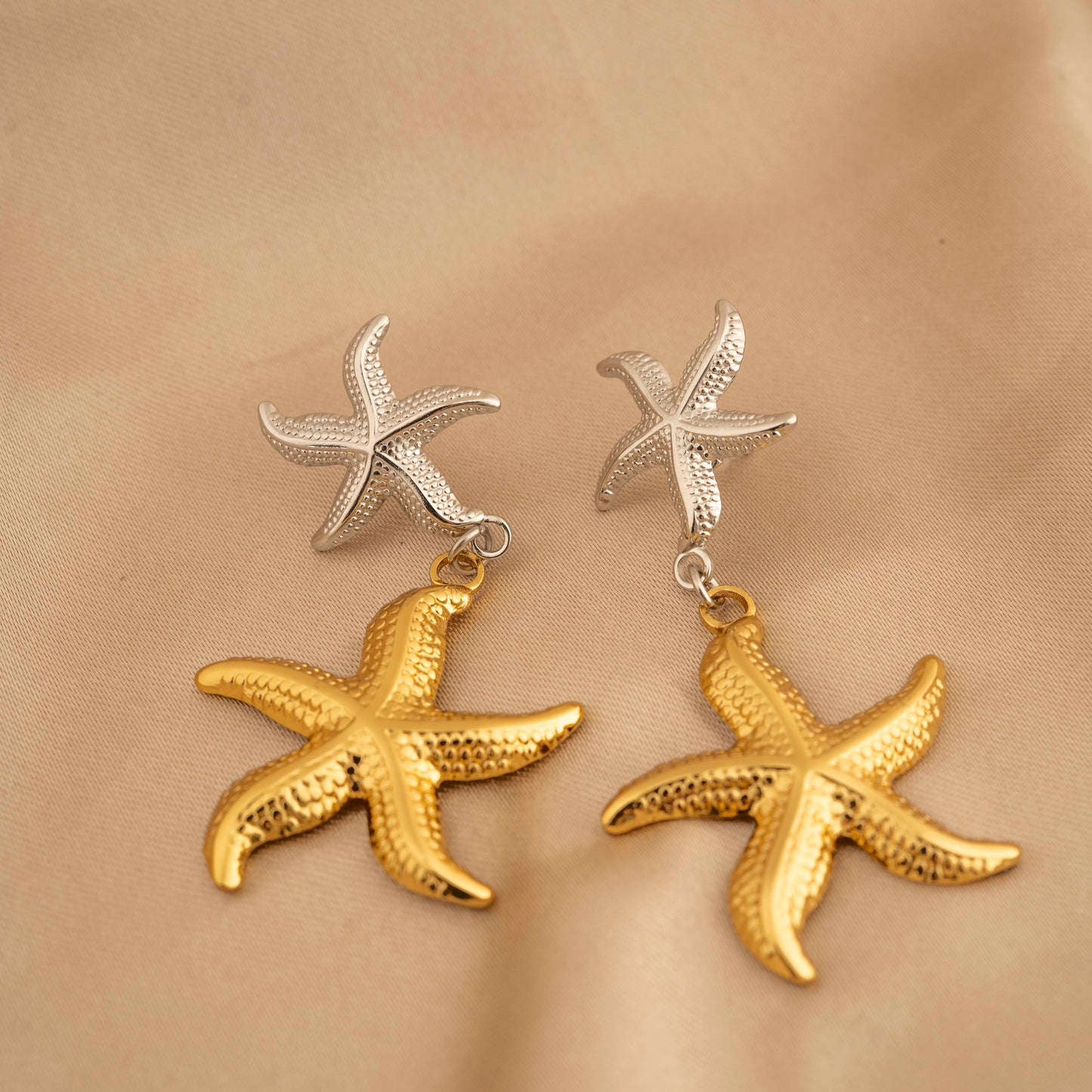Hawaiian Beach Style Starfish Solid Color 304 18K Gold Plated Earrings