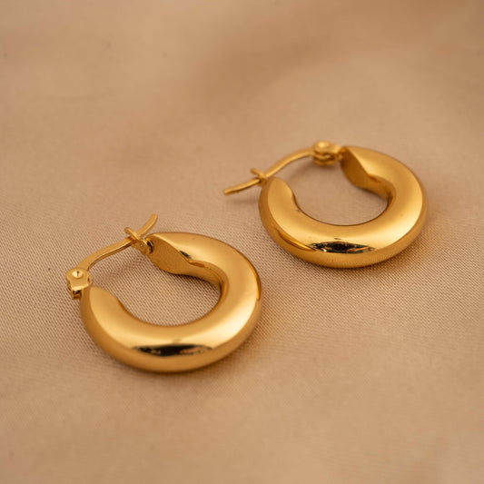 Truetarnish Round Gold Earrings Antitarnish | Waterproof