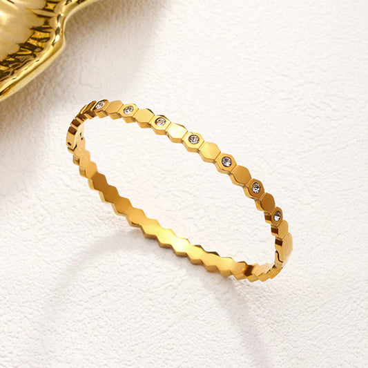 Royal Thin Diamond 18K Gold Plated Bangle