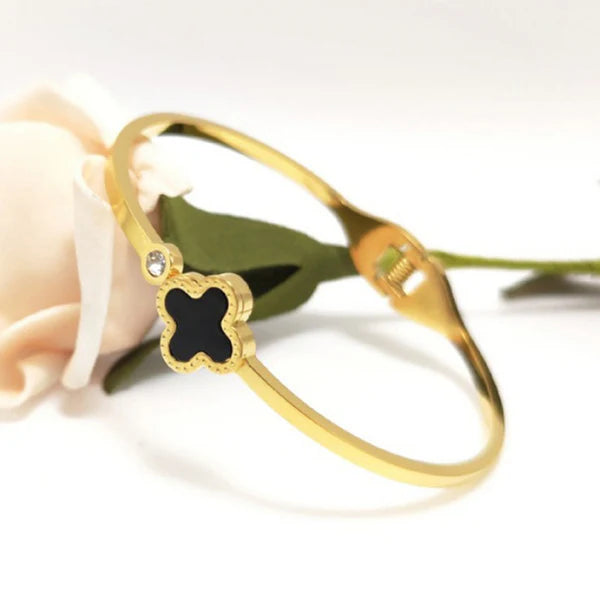 Black single leaf Golden plated Bracelet | Bangle | Kada