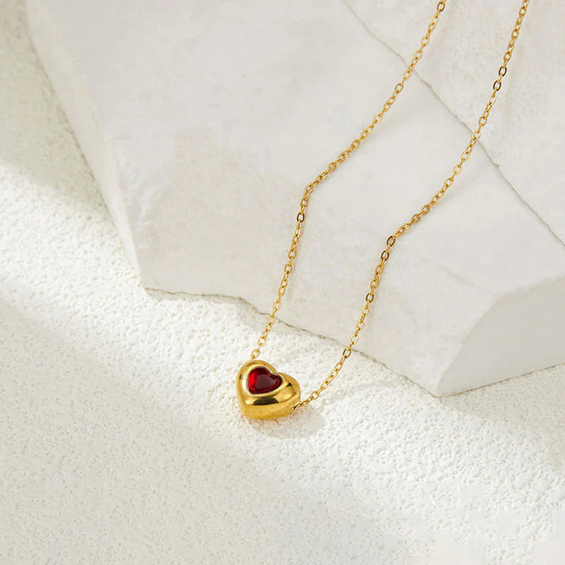 Truetarnish Heart Dove Red Necklace