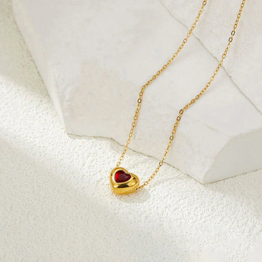 Truetarnish Heart Dove Red Necklace