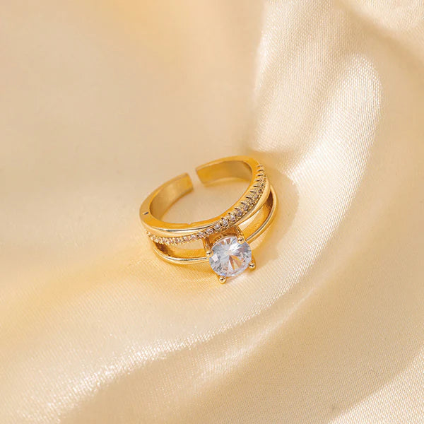 Minimalist Office Open Rings Design - Single diamond