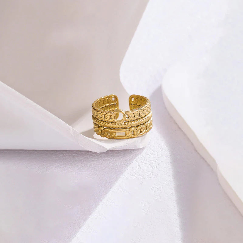 Triple Layer Chain Ring - Adjustable