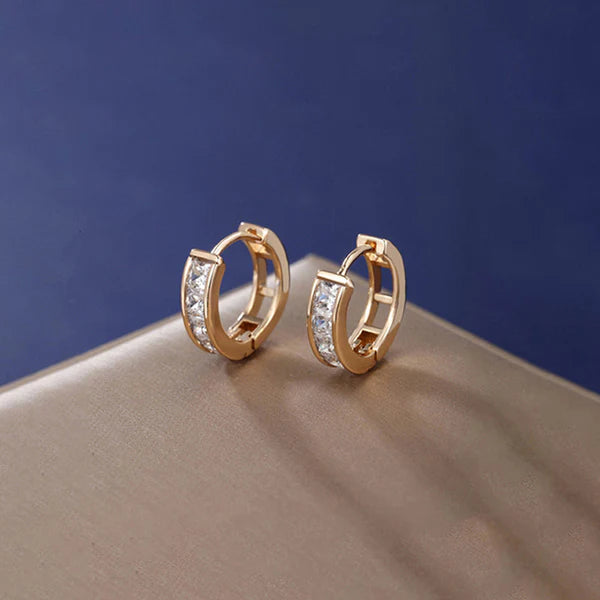 Minimalist Waterproof Anti-Tarnish Crystal Huggie Hoop Office Earrings