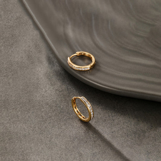 Minimalist Waterproof Anti-Tarnish Crystal Huggie Hoop Office Earrings