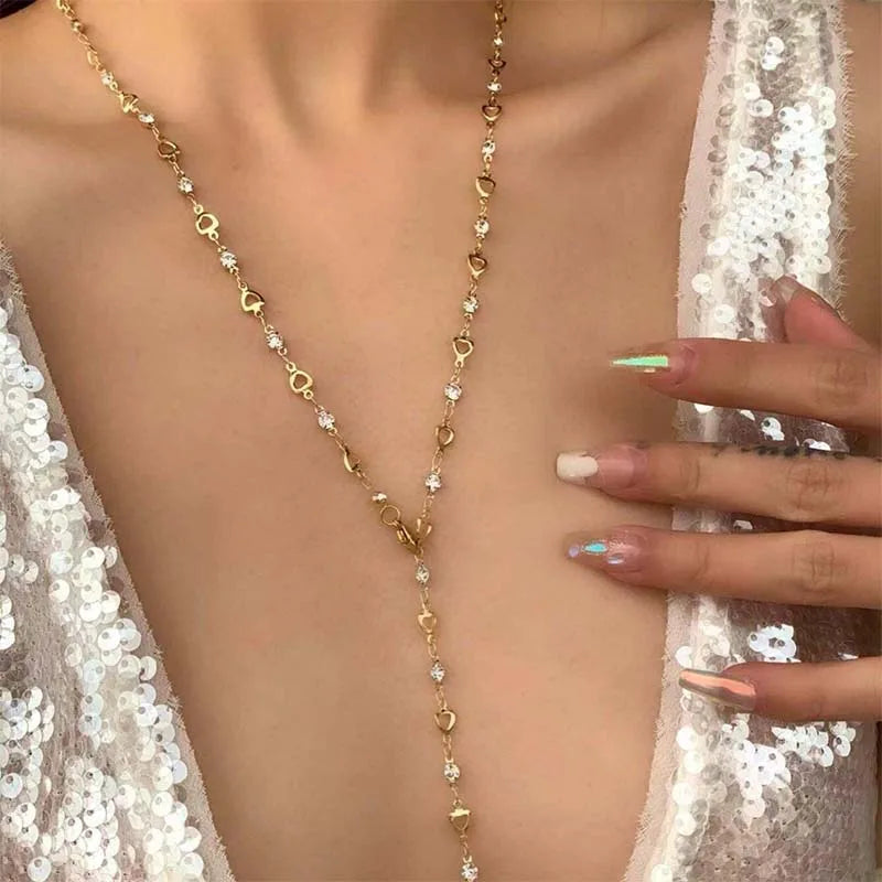 Elegant Queen Round Alloy Glass Beaded Chain Long Necklaces