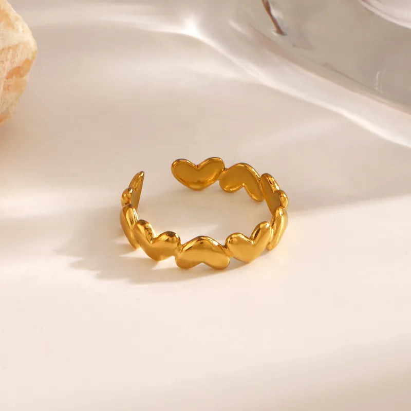 Minimalist Office Open Rings Design - Golden Hearts