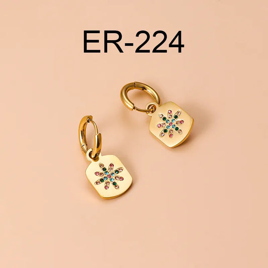 Flower Multicolor Diamond 304 Stainless Steel Zircon Stainless Steel Earrings