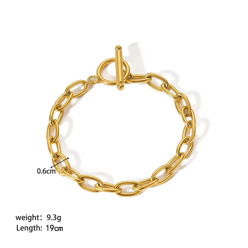 New Modern Style Geometric 201 Stainless Steel 18K Gold Plated Bracelets