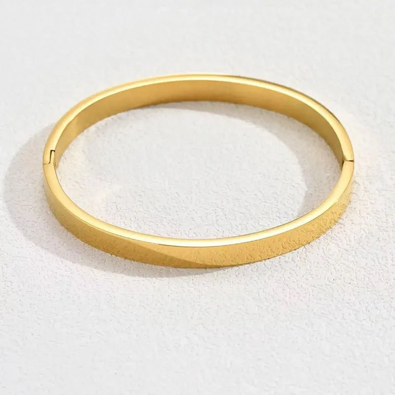 Royal Thin Clear Glassy 18K Gold Plated Bangle