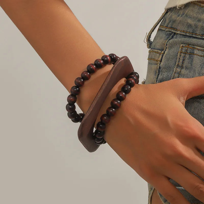 New Bracelet Square Wooden Bracelet Literary Retro Fresh Wooden Bracelet Jewelry