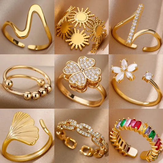 Minimalist Office Open Rings Design - White flower