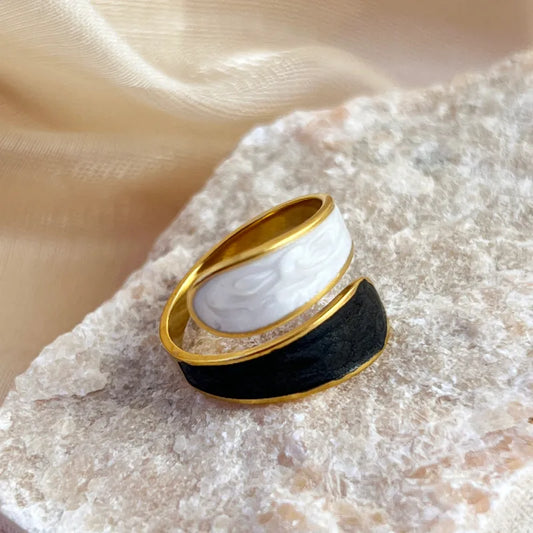 1 Black 304 18K Gold Plated Raisin Luxurious Solid 1 Rings