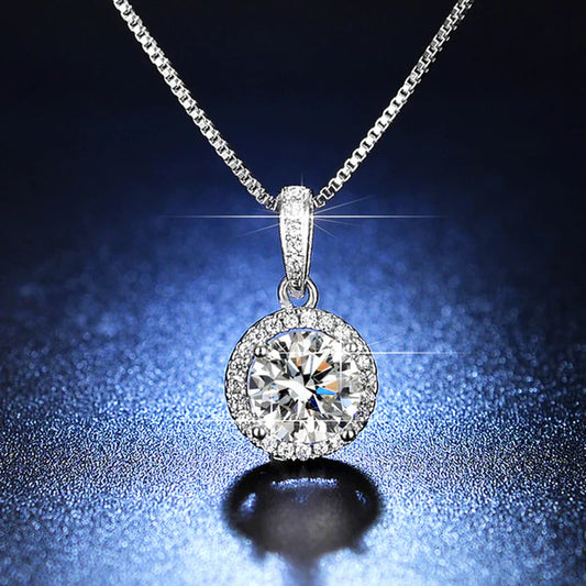 Silver Plated Crystal Studded Circular Shape Solitaire Pendant with studs