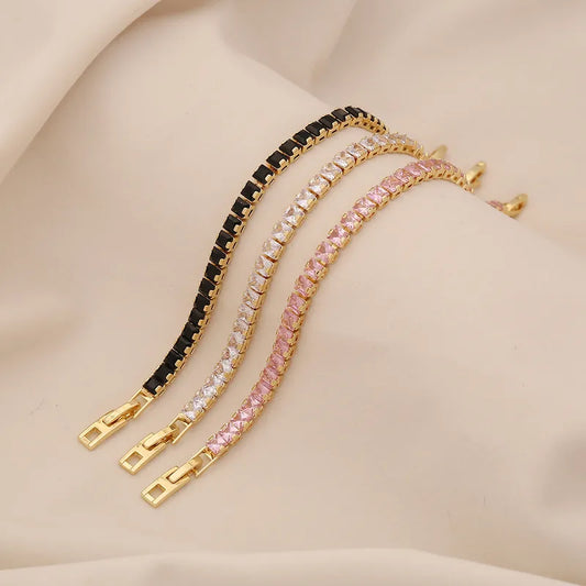 Style Classic Style Square 304 Stainless Steel Zircon Tennis Bracelets