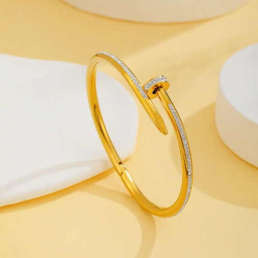 Truetarnish Nail Bangle with Rhinestones 18K Gold Plated