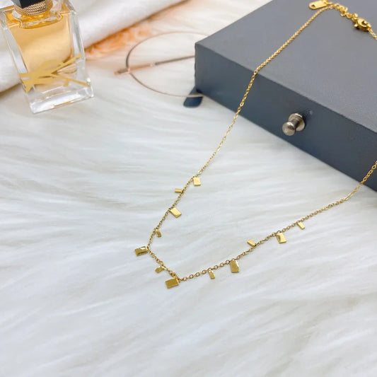 Square water droplets titanium steel plating necklace