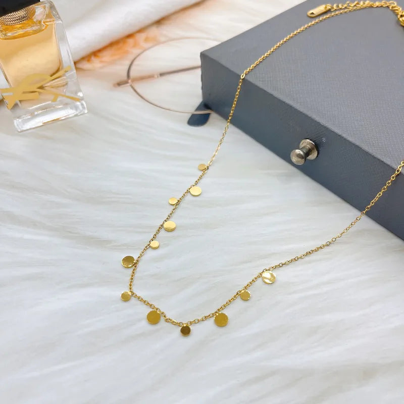 Square water droplets titanium steel plating necklace