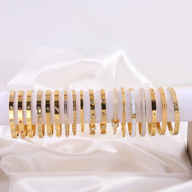 Royal Thin Clear Glassy 18K Gold Plated Bangle