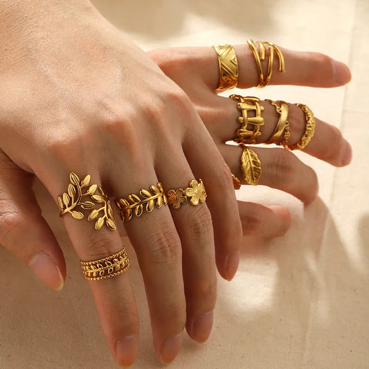 18k Gold Plated Modern Style Plating Geometric Open Box Rings