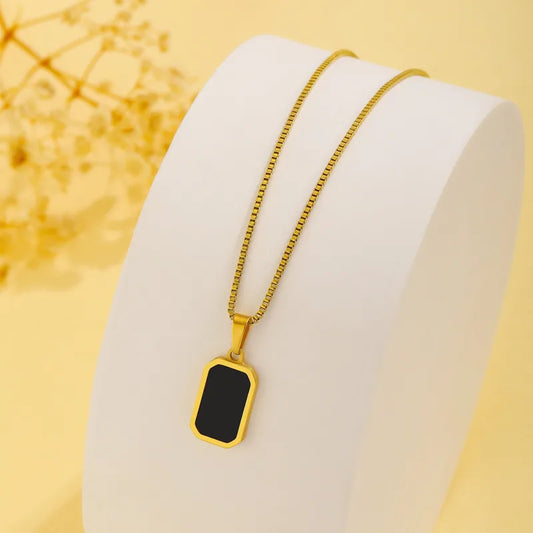 Truetarnish Unisex 18K Gold Plated Black Necklace